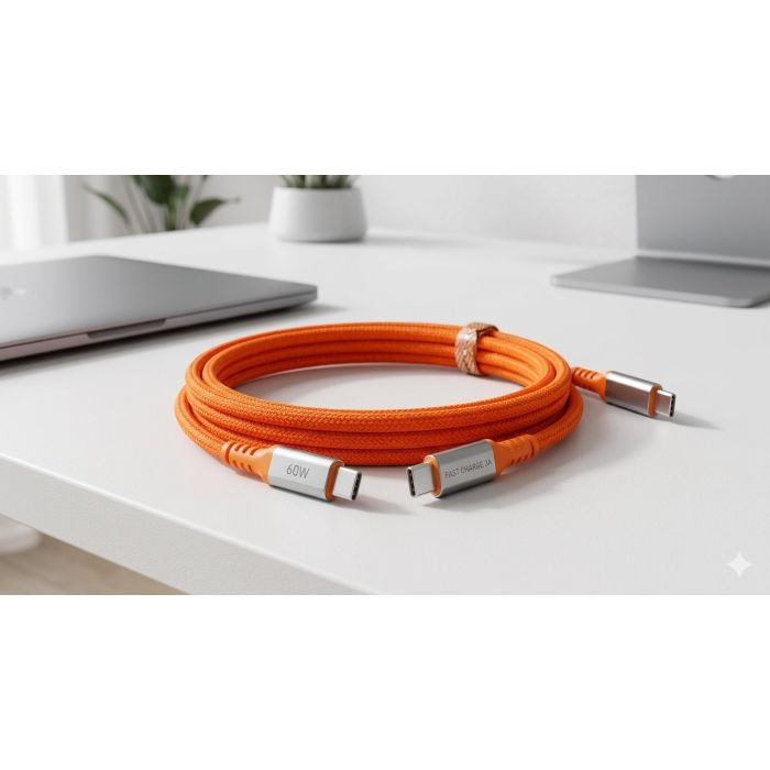 Câble de charge USB-C / USB-C Rapide 60W - 1 m Orange