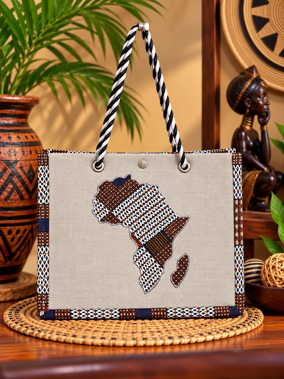 Sac Artisanal Raphia & Africa 